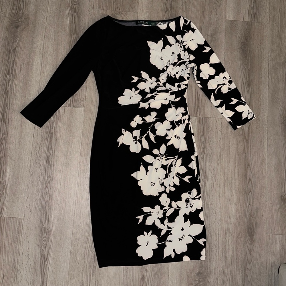 Black and wide floral print Ralph Lauren dress